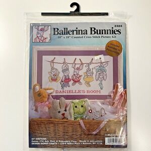 Ballerina Bunnies Cross Stitch Kit Design Works 2324 Personalize Girl's Room